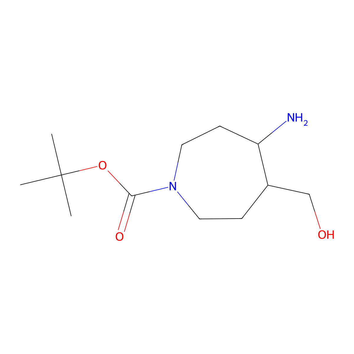 Tert-butyl 4-amino-5-(hydroxymethyl)azepane-1-carboxylate molecular structure, CAS 1779867-29-6