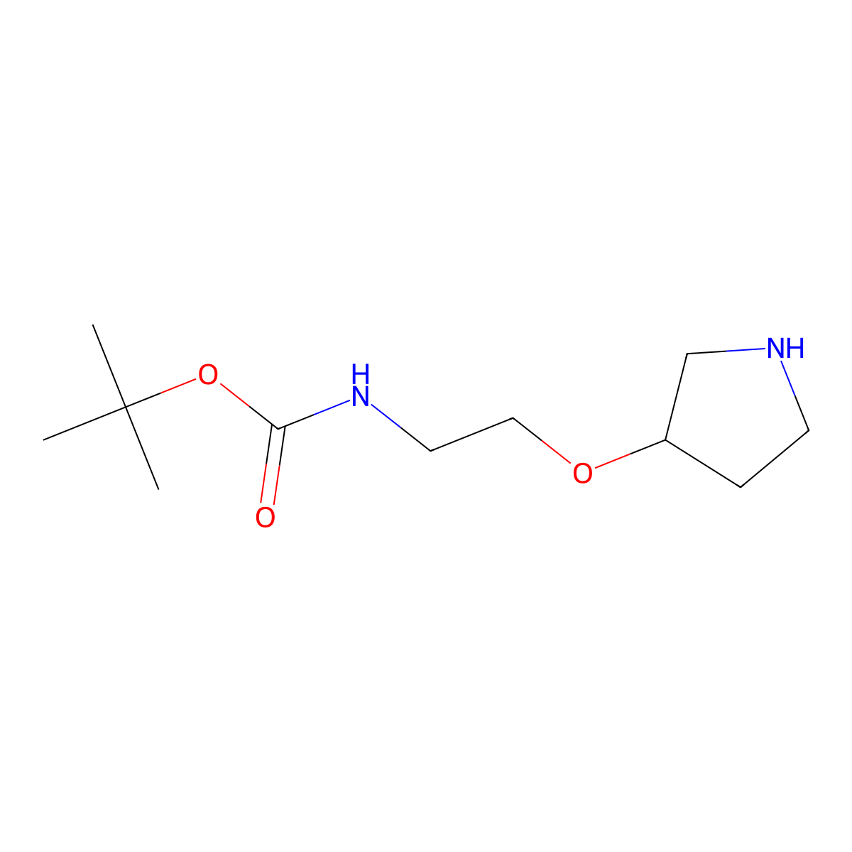 tert-butyl N-[2-(pyrrolidin-3-yloxy)ethyl]carbamate molecular structure, CAS 1779869-00-9