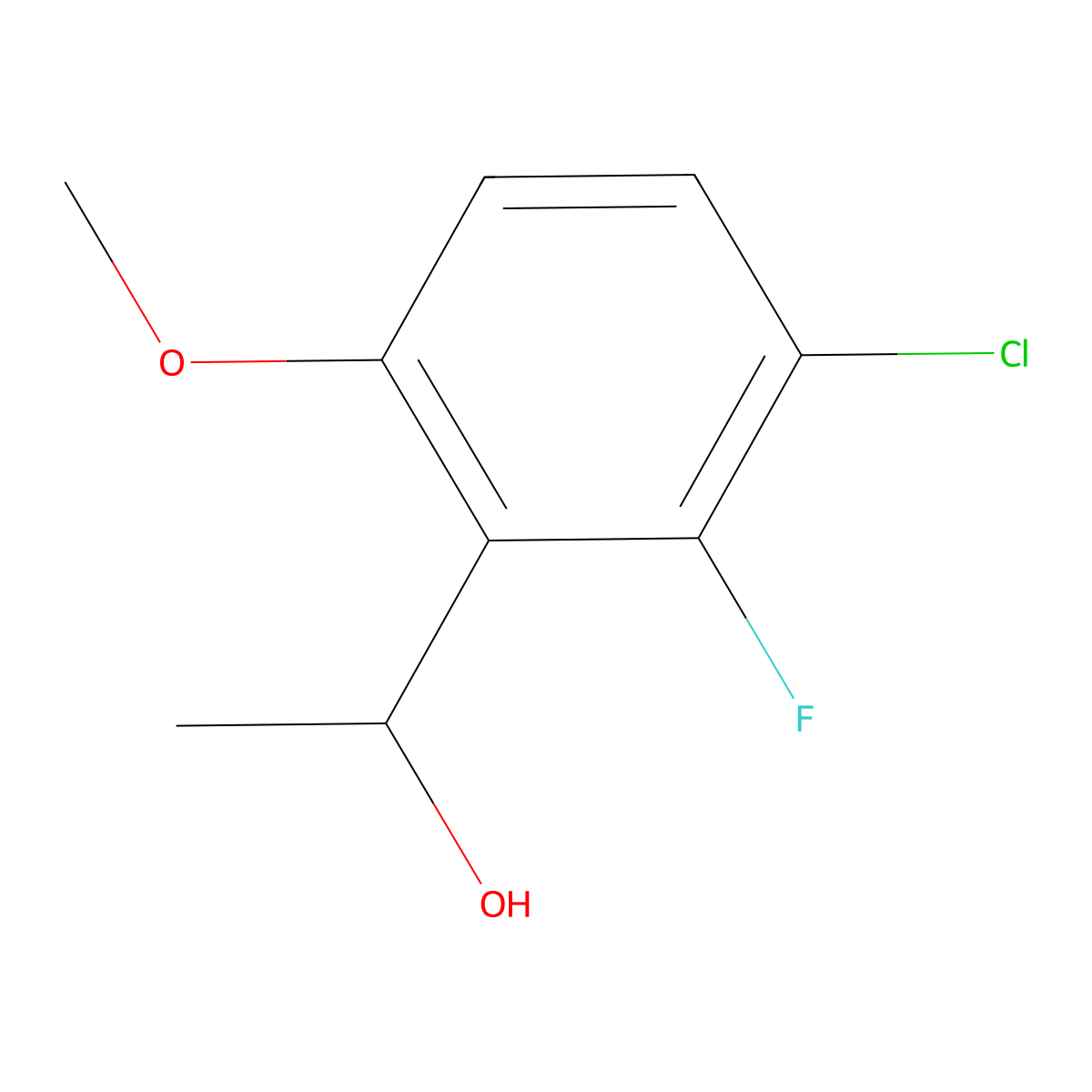 1-(3-Chloro-2-fluoro-6-methoxyphenyl)ethanol molecular structure, CAS 1779877-67-6