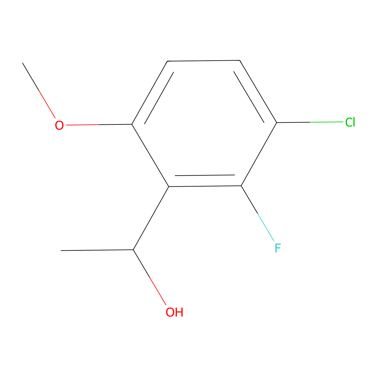 1-(3-Chloro-2-fluoro-6-methoxyphenyl)ethanol molecular structure, CAS 1779877-67-6