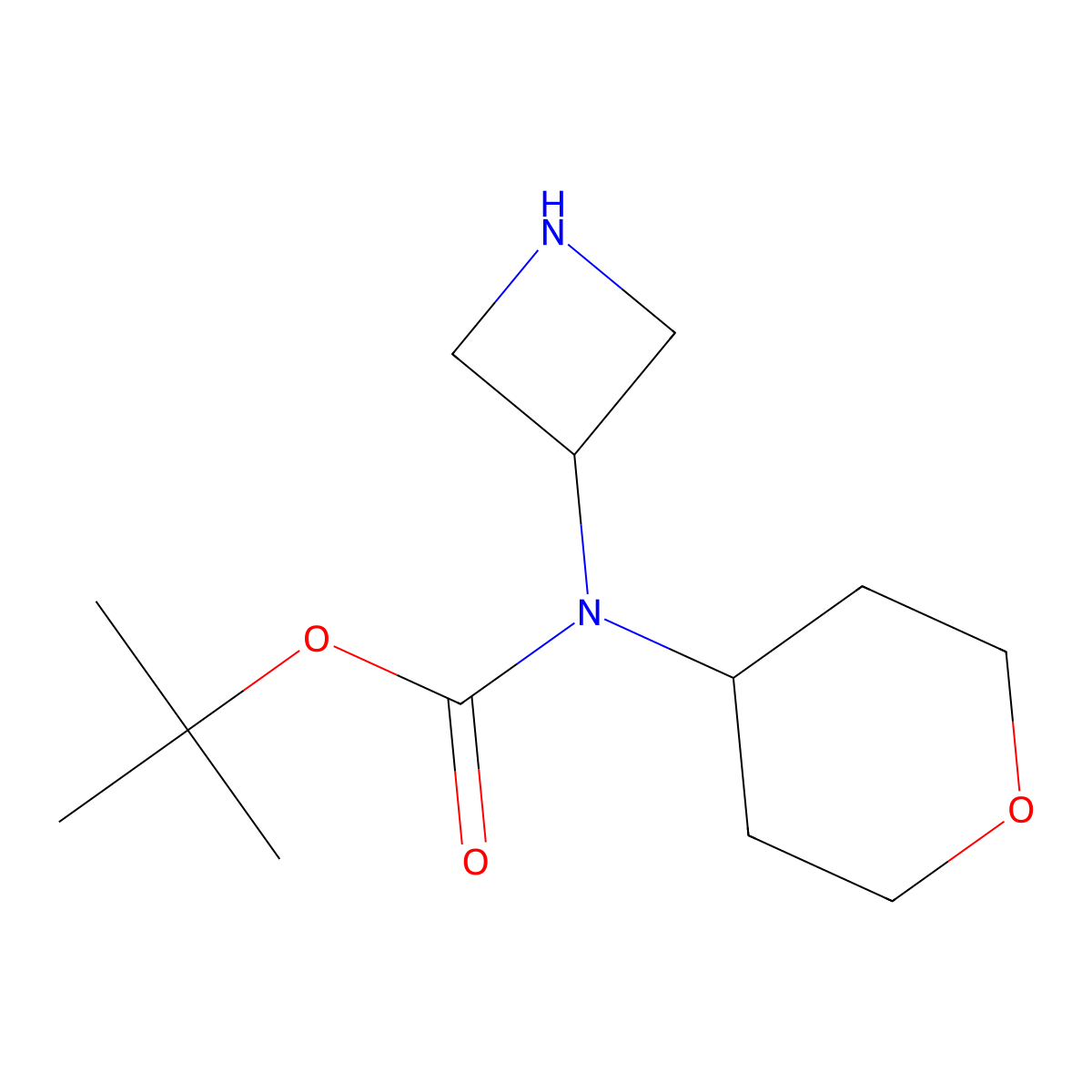 tert-butyl N-(azetidin-3-yl)-N-(oxan-4-yl)carbamate molecular structure, CAS 1779883-28-1