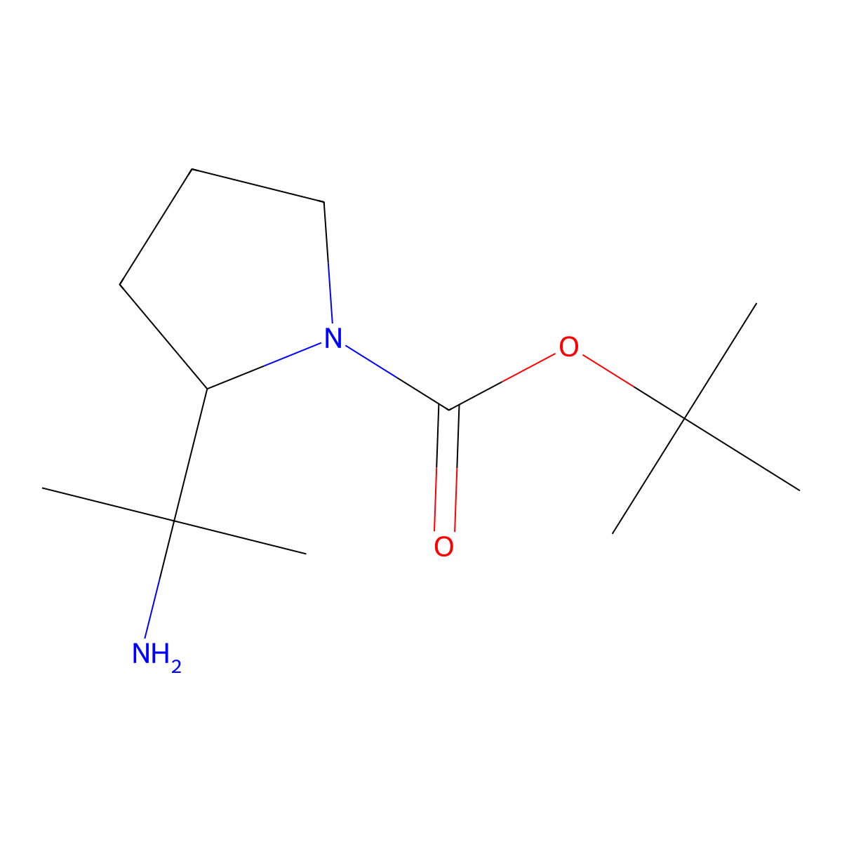 Tert-butyl 2-(2-aminopropan-2-yl)pyrrolidine-1-carboxylate molecular structure, CAS 1779889-26-7