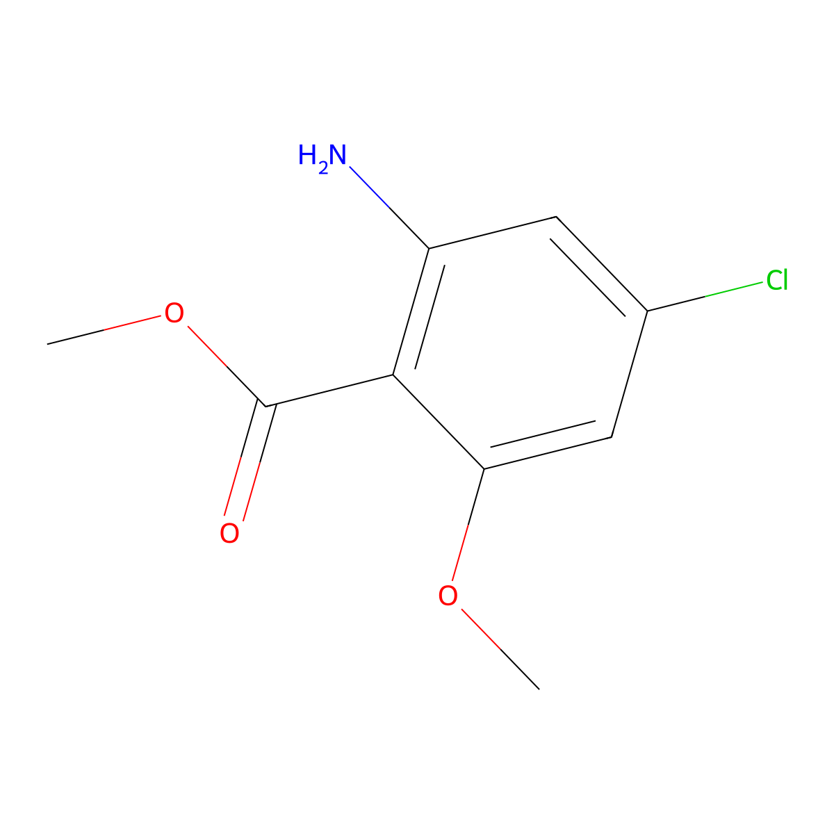 Methyl 2-amino-4-chloro-6-methoxybenzoate molecular structure, CAS 1779898-96-2