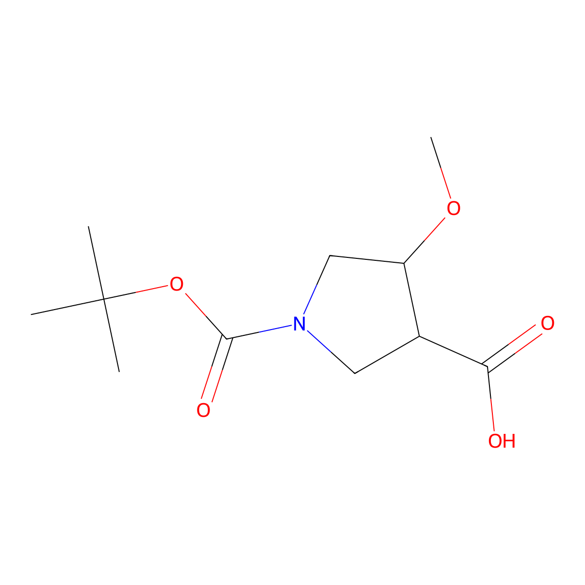 1-[(Tert-butoxy)carbonyl]-4-methoxypyrrolidine-3-carboxylic acid molecular structure, CAS 1779899-32-9