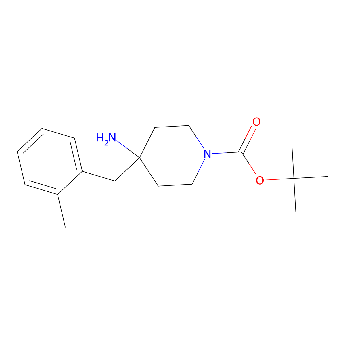 tert-Butyl 4-amino-4-(2-methylbenzyl)piperidine-1-carboxylate molecular structure, CAS 177990-58-8