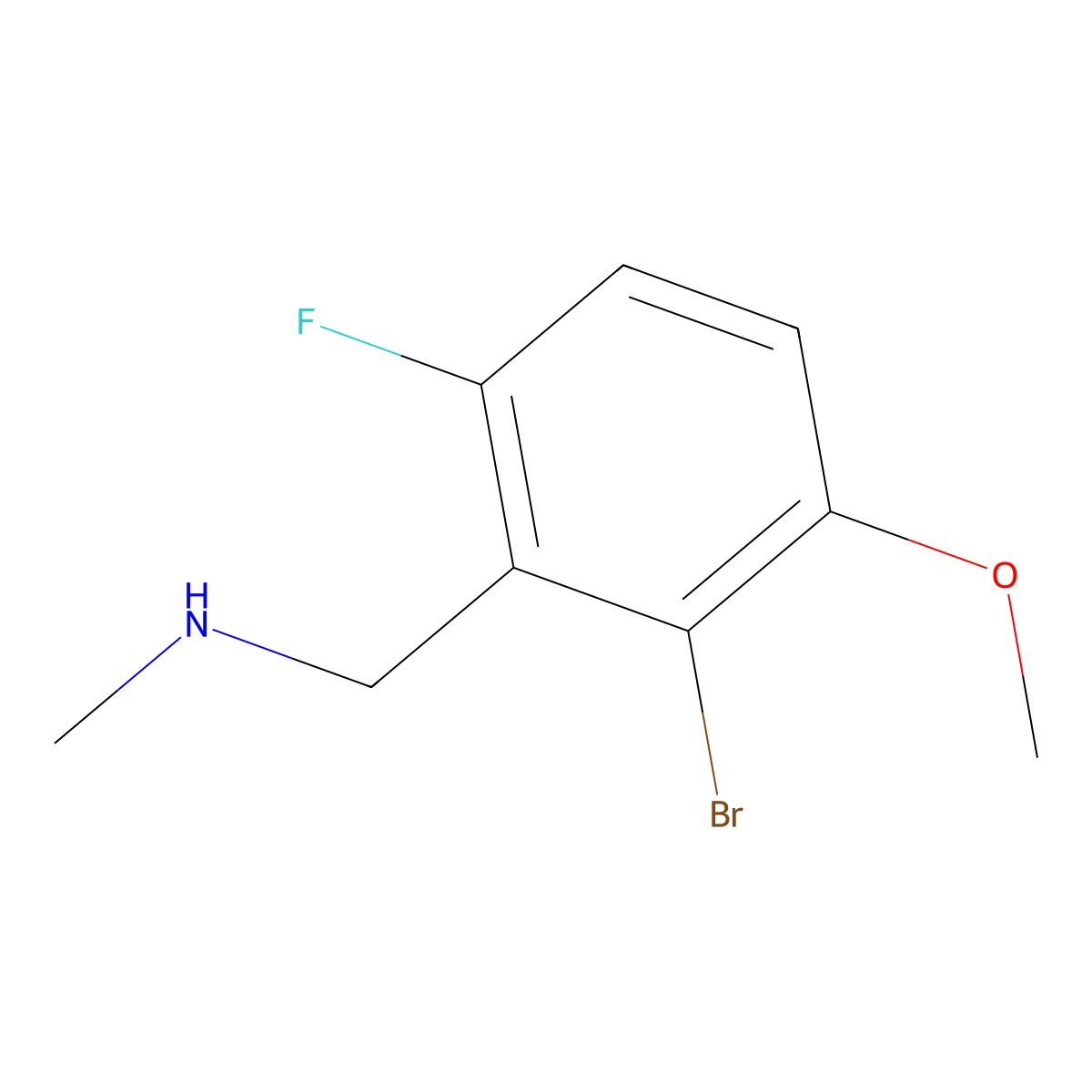 1-(2-Bromo-6-fluoro-3-methoxyphenyl)-N-methylmethanamine molecular structure, CAS 1779900-27-4