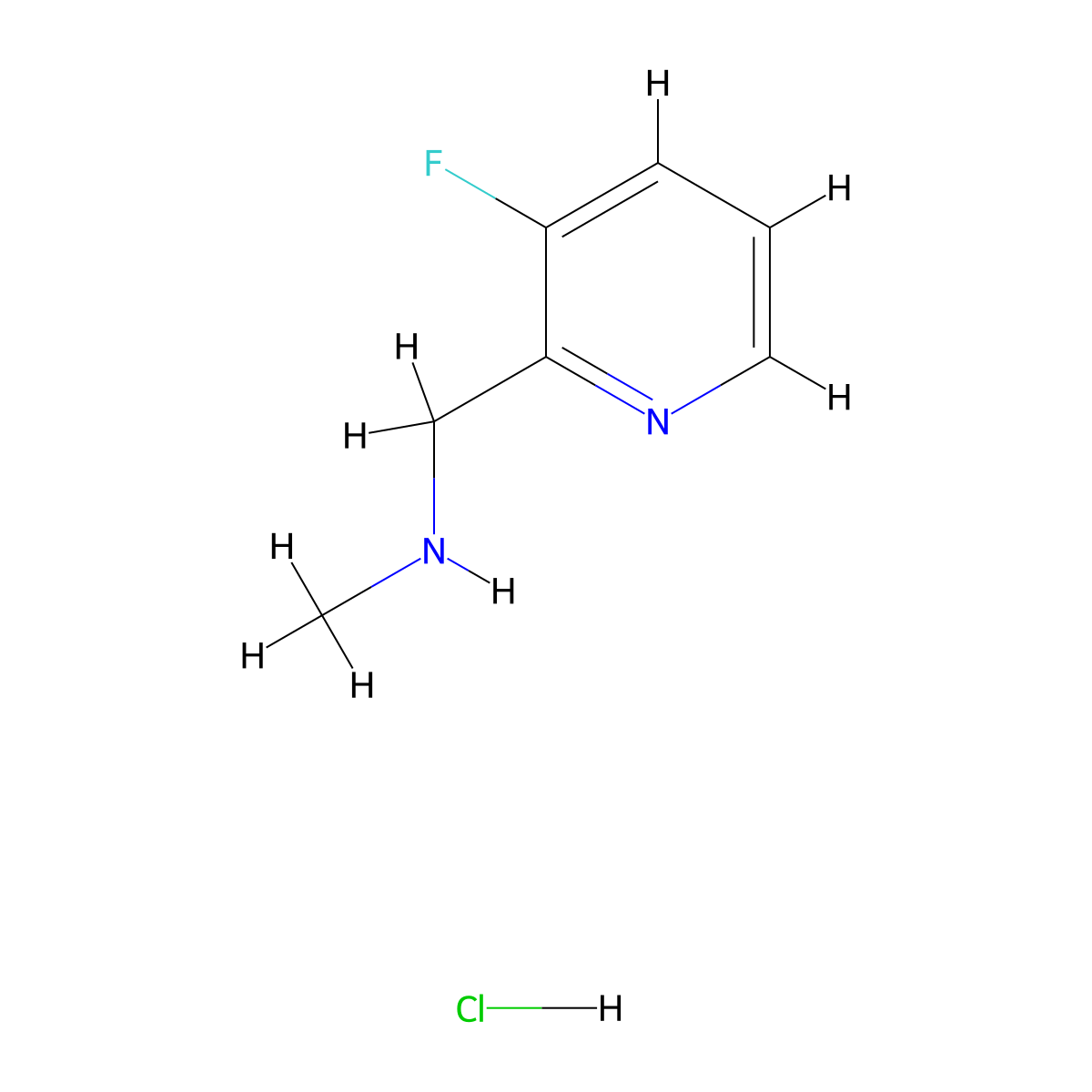 1-(3-fluoro-2-pyridyl)-N-methyl-methanamine hydrochloride molecular structure, CAS 1779910-58-5