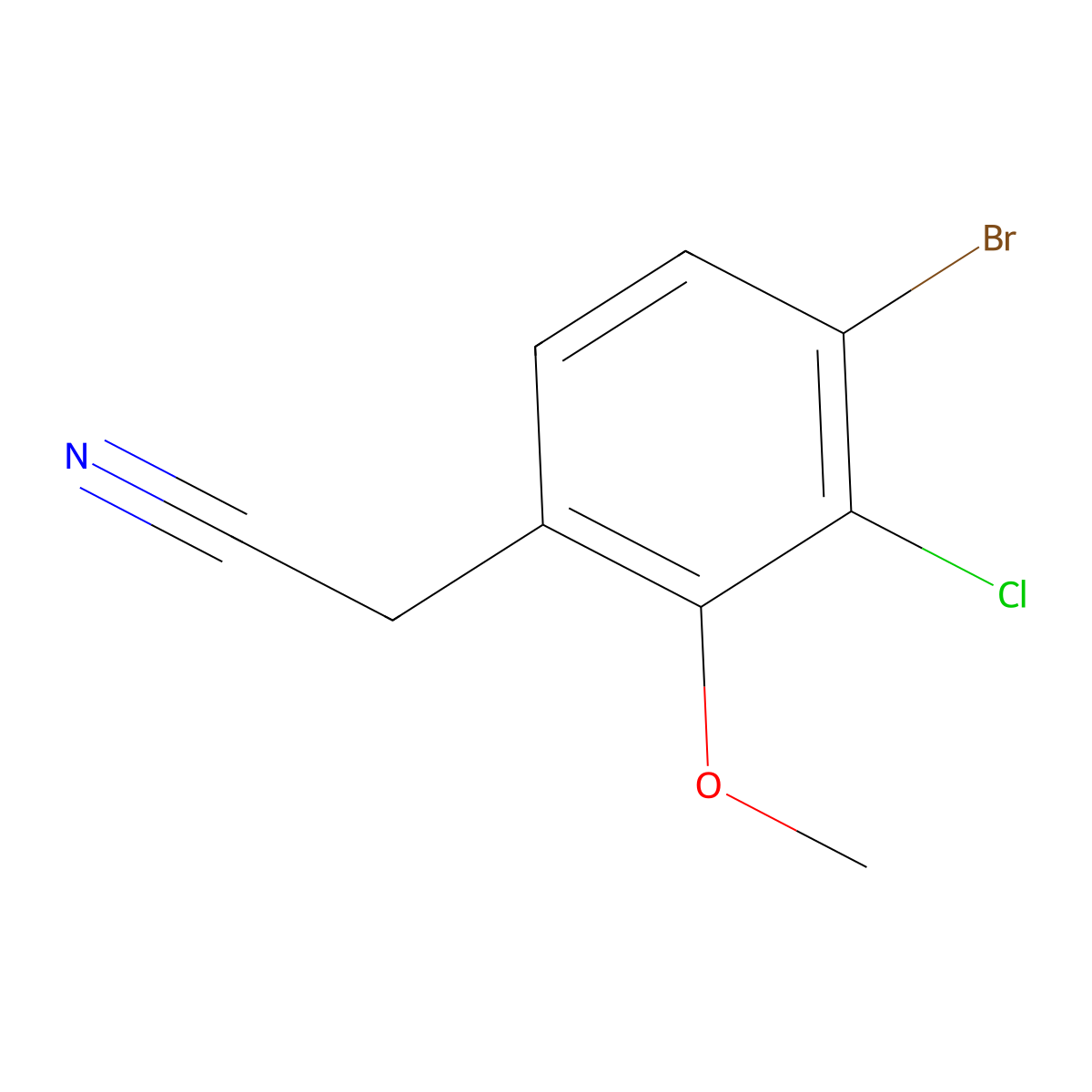 2-(4-Bromo-3-chloro-2-methoxyphenyl)acetonitrile molecular structure, CAS 1779917-60-0