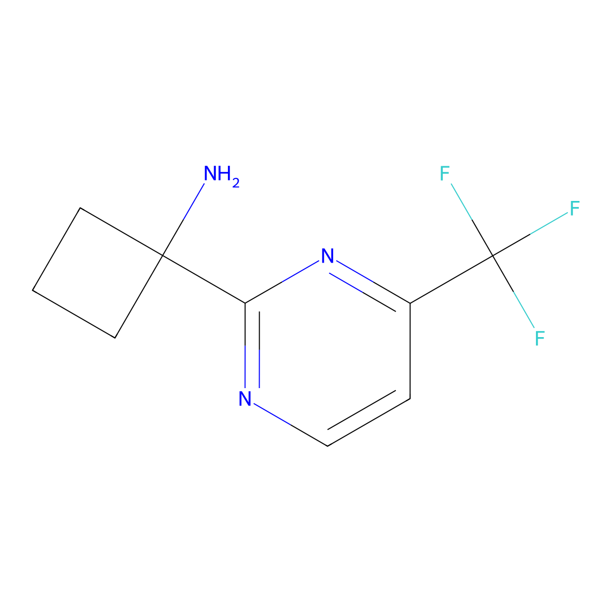 1-[4-(Trifluoromethyl)pyrimidin-2-yl]cyclobutan-1-amine molecular structure, CAS 1779925-07-3