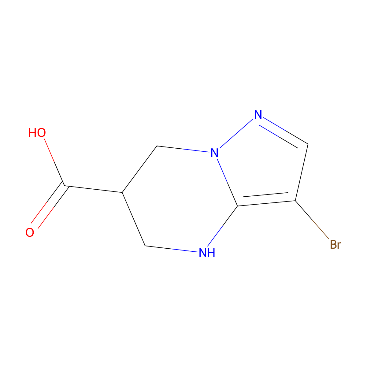 3-bromo-4H,5H,6H,7H-pyrazolo[1,5-a]pyrimidine-6-carboxylic acid molecular structure, CAS 1779927-07-9