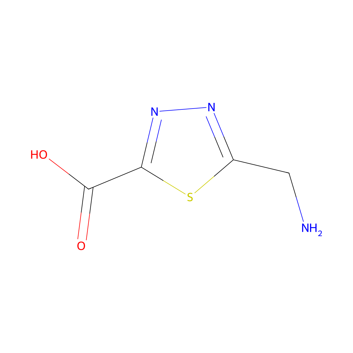 5-(Aminomethyl)-1,3,4-thiadiazole-2-carboxylic acid molecular structure, CAS 1779927-52-4
