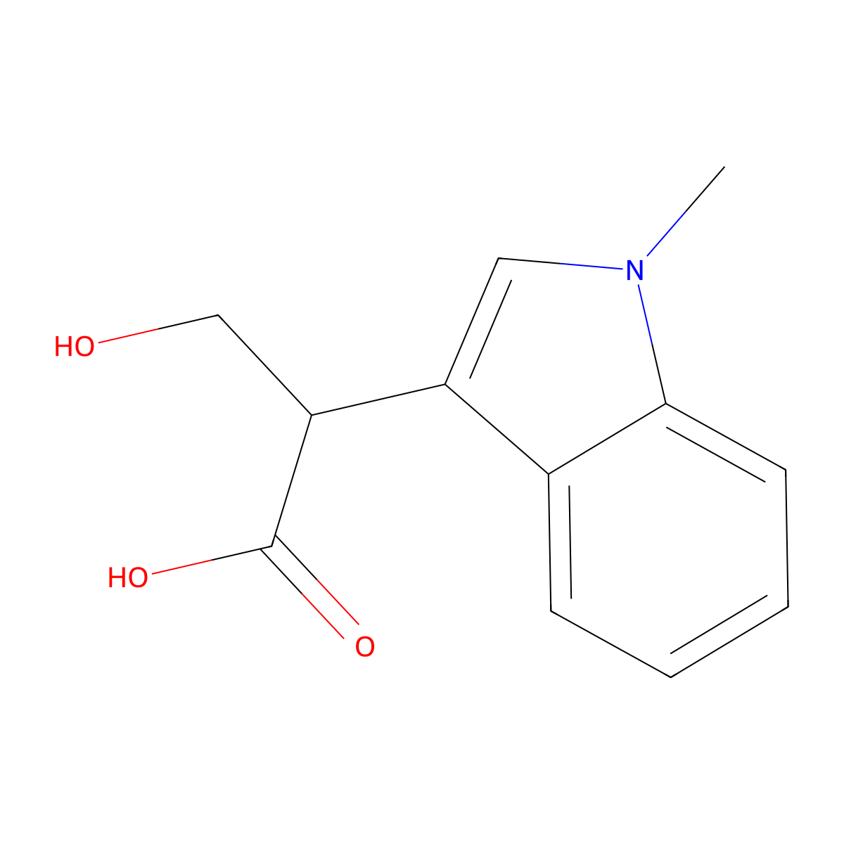 3-hydroxy-2-(1-methyl-1H-indol-3-yl)propanoic acid molecular structure, CAS 1779930-98-1