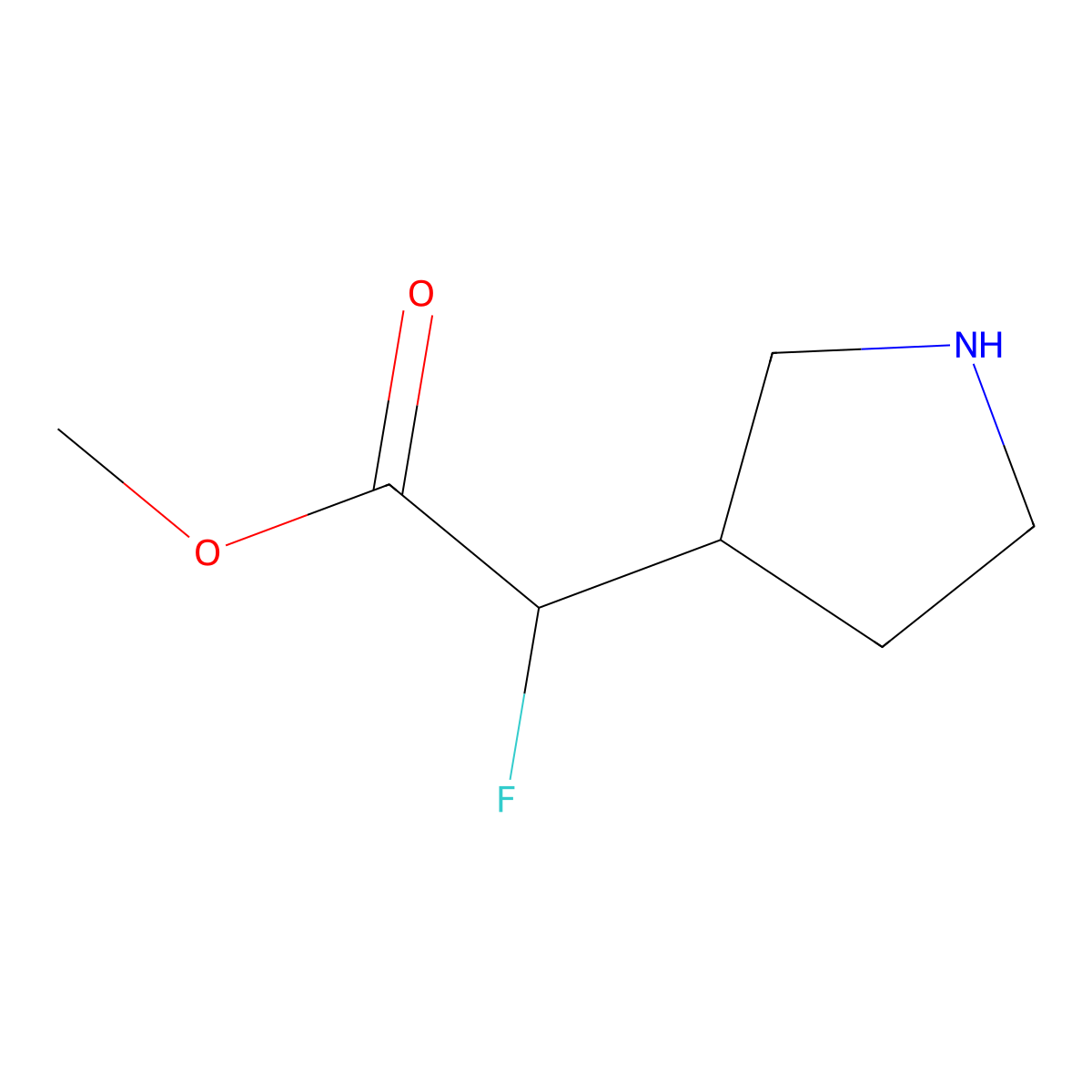 Methyl 2-fluoro-2-(pyrrolidin-3-yl)acetate molecular structure, CAS 1779935-29-3