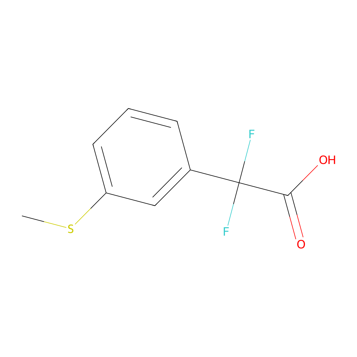 2,2-Difluoro-2-[3-(methylsulfanyl)phenyl]acetic acid molecular structure, CAS 1779936-70-7