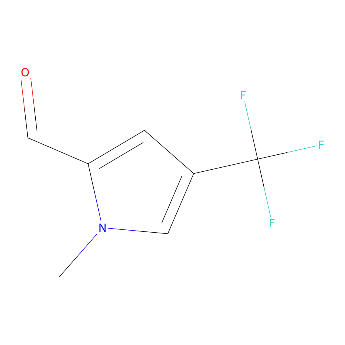 1-methyl-4-(trifluoromethyl)-1H-pyrrole-2-carbaldehyde molecular structure, CAS 1779941-12-6