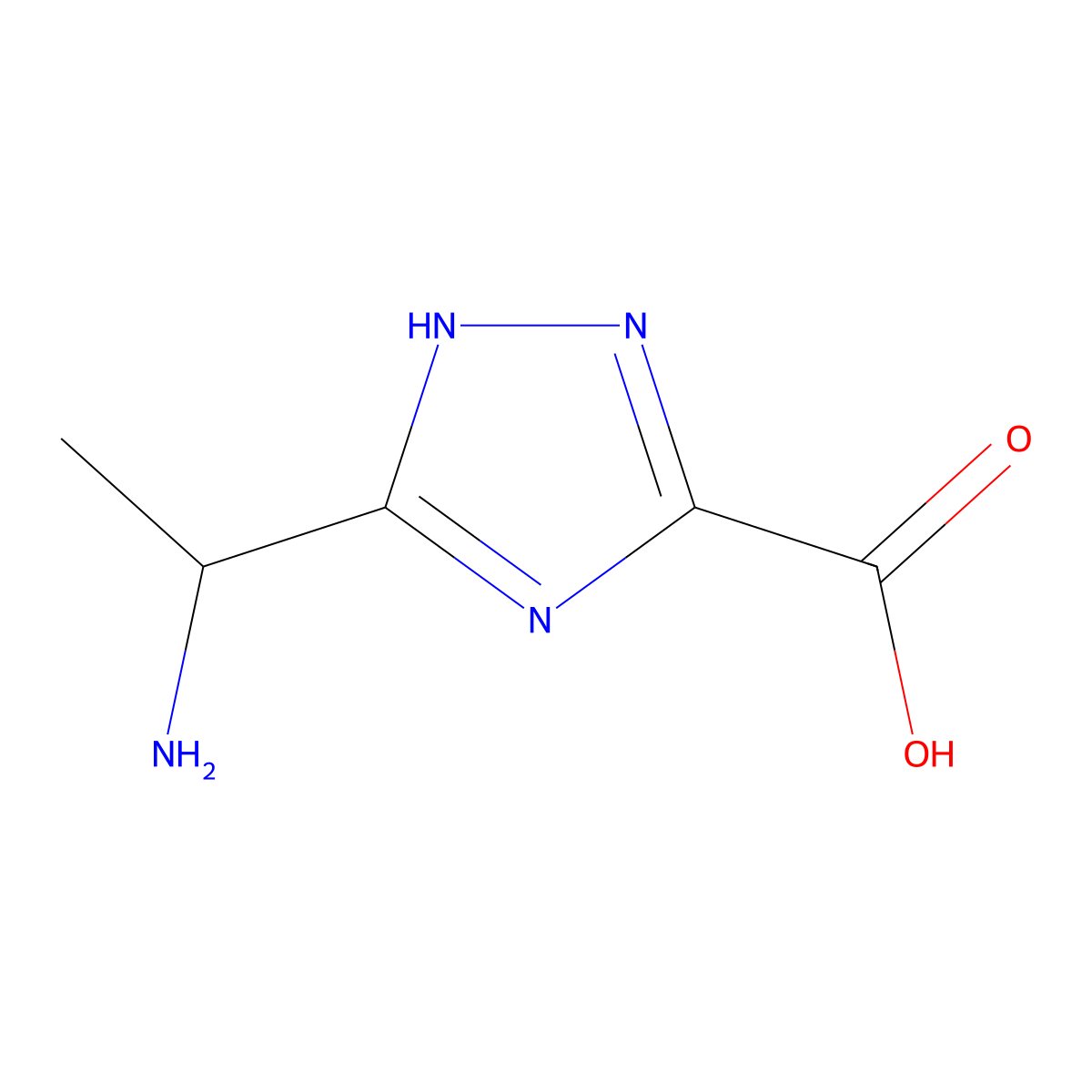 3-(1-aminoethyl)-1H-1,2,4-triazole-5-carboxylic acid molecular structure, CAS 1779941-50-2