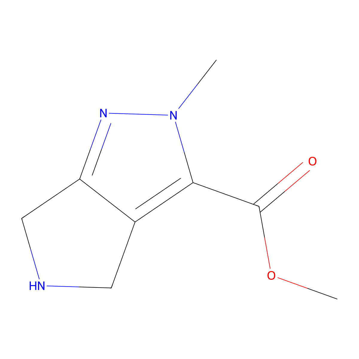 methyl 2-methyl-2H,4H,5H,6H-pyrrolo[3,4-c]pyrazole-3-carboxylate molecular structure, CAS 1779942-62-9