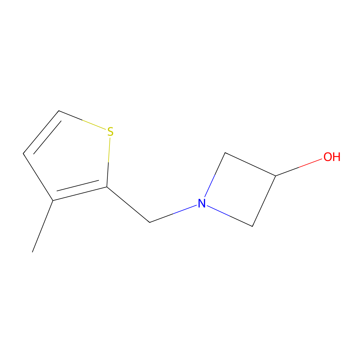 1-((3-Methylthiophen-2-yl)methyl)azetidin-3-ol molecular structure, CAS 1779943-09-7
