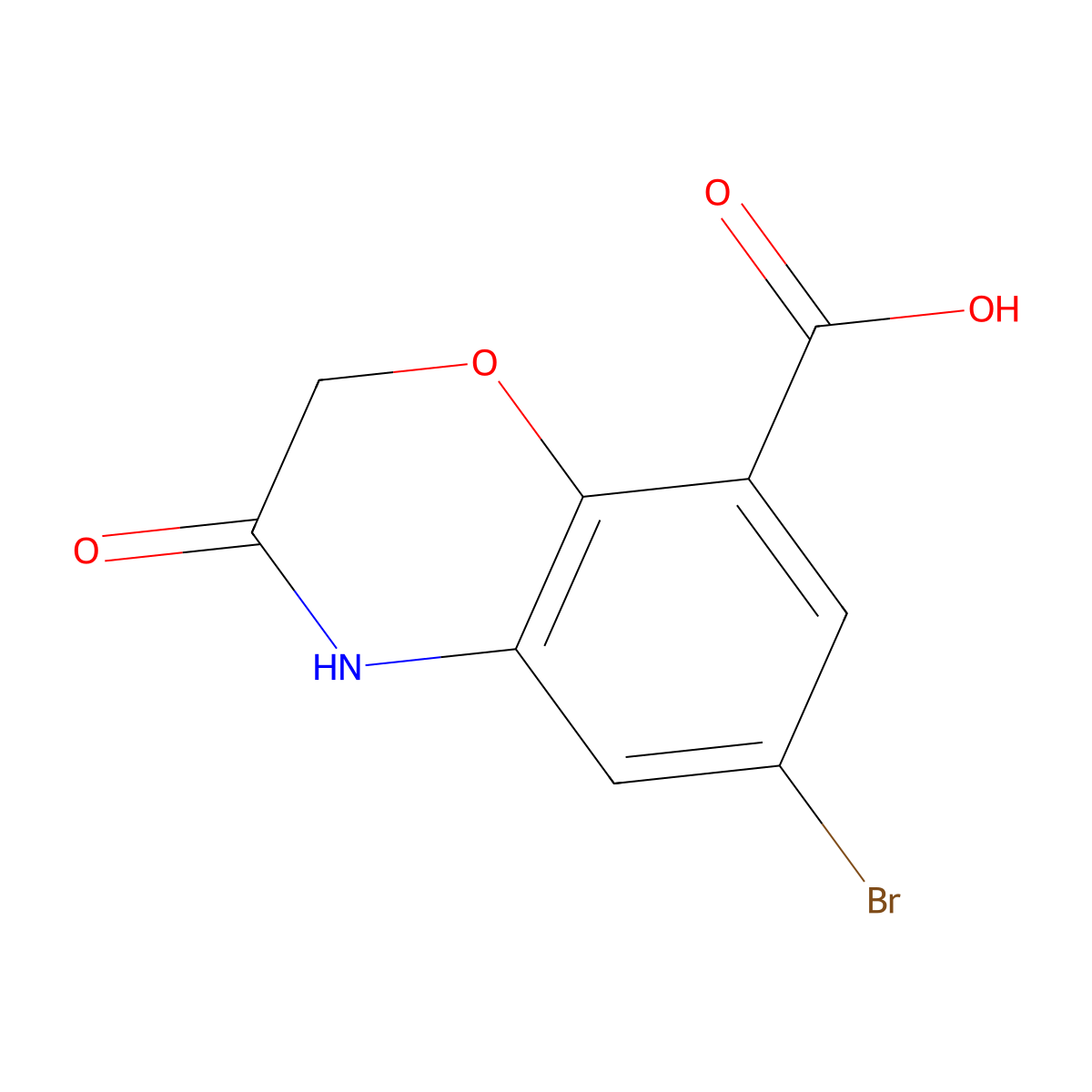 6-bromo-3-oxo-4H-1,4-benzoxazine-8-carboxylic acid molecular structure, CAS 1779945-07-1