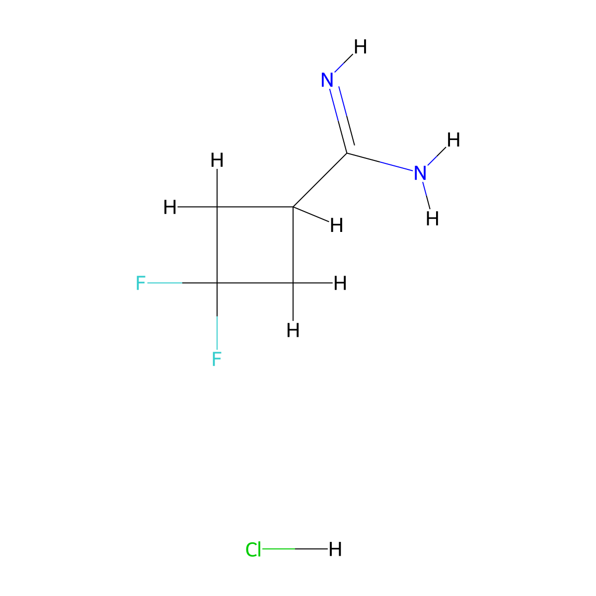 3,3-Difluorocyclobutanecarboxamidine;hydrochloride molecular structure, CAS 1779951-31-3