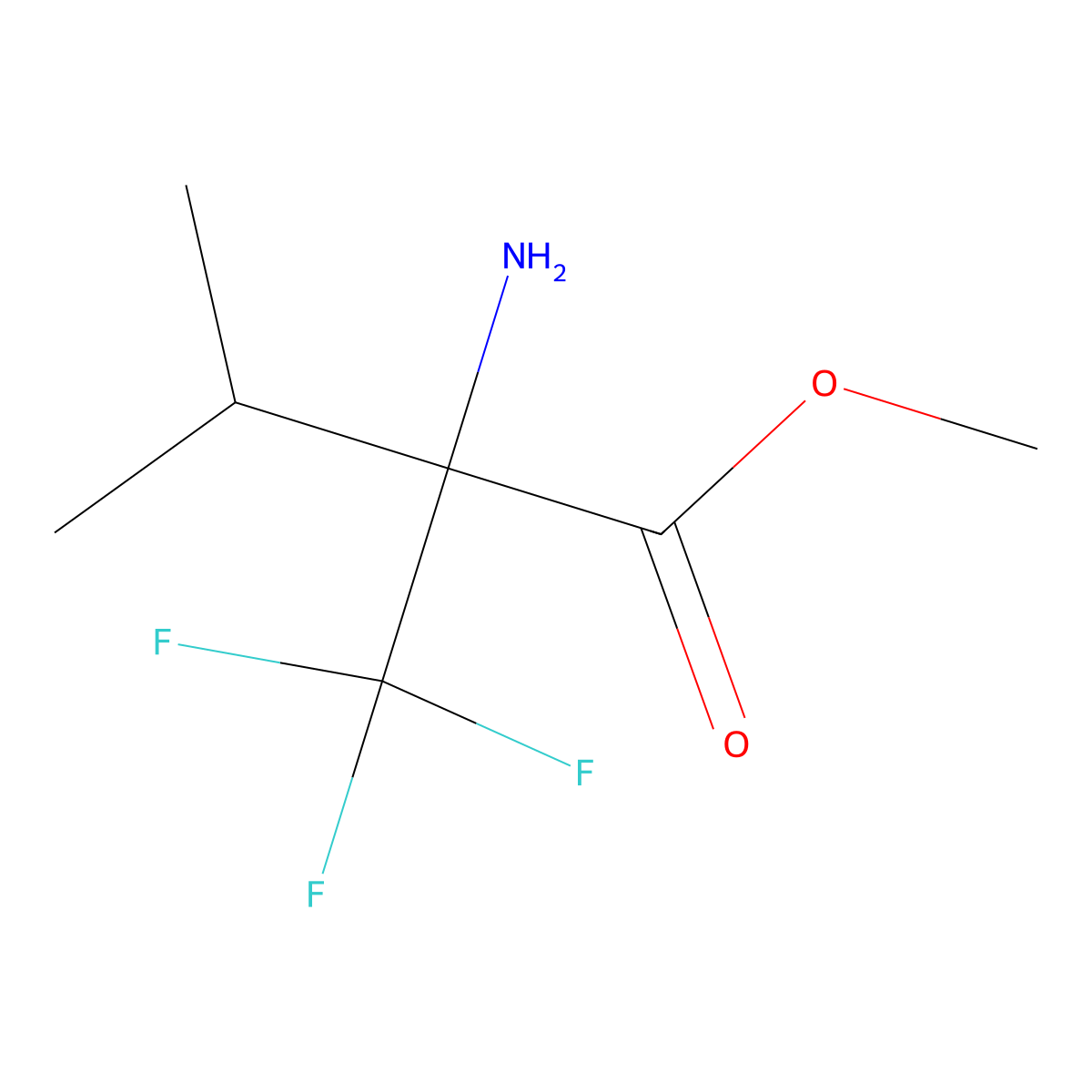 Methyl 2-amino-3-methyl-2-(trifluoromethyl)butanoate molecular structure, CAS 1779954-61-8
