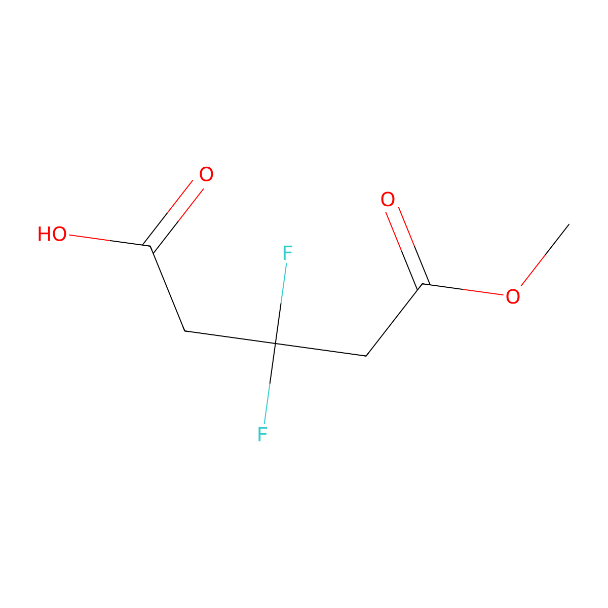 3,3-Difluoro-5-methoxy-5-oxopentanoic acid molecular structure, CAS 1779954-64-1