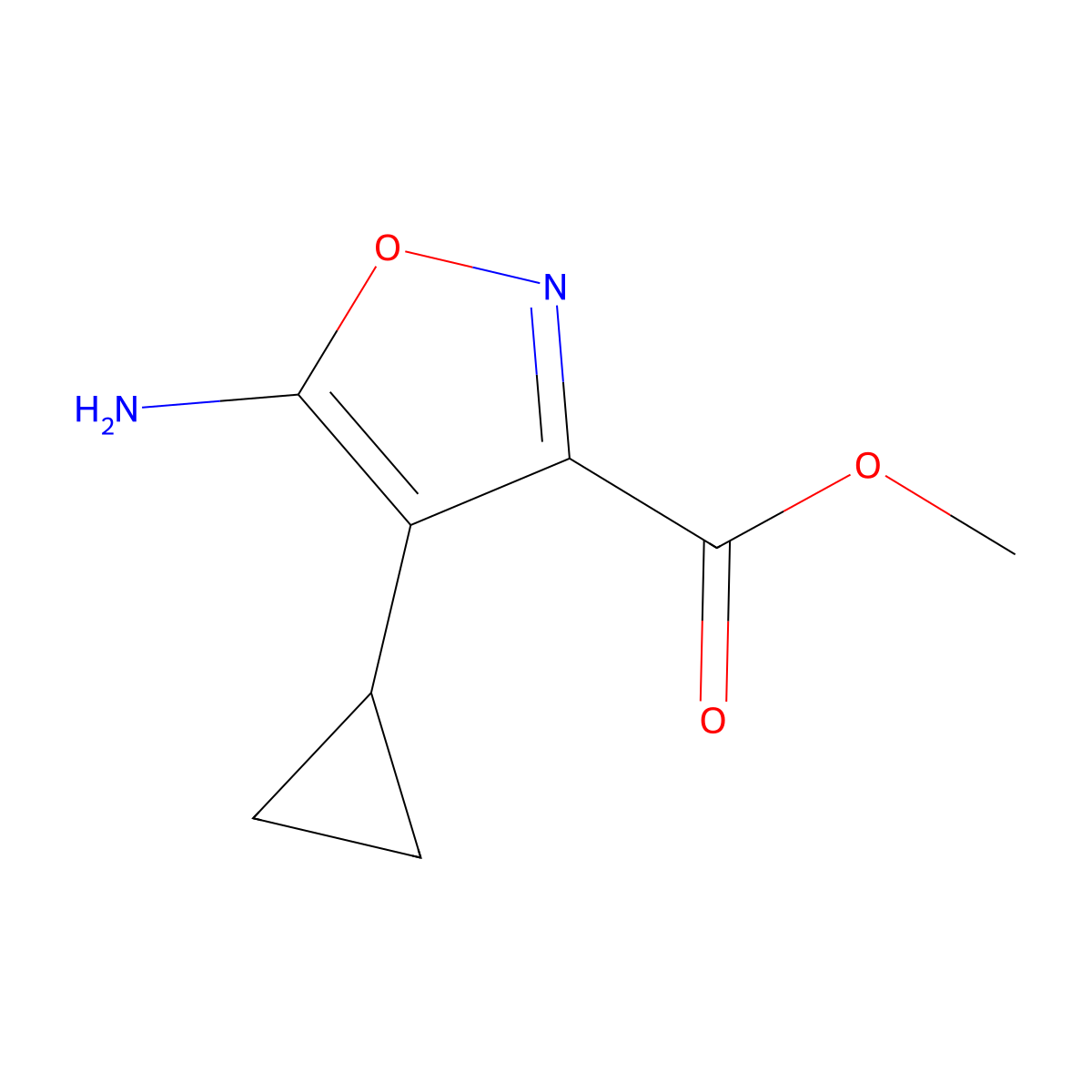 Methyl 5-amino-4-cyclopropyl-1,2-oxazole-3-carboxylate molecular structure, CAS 1779954-78-7