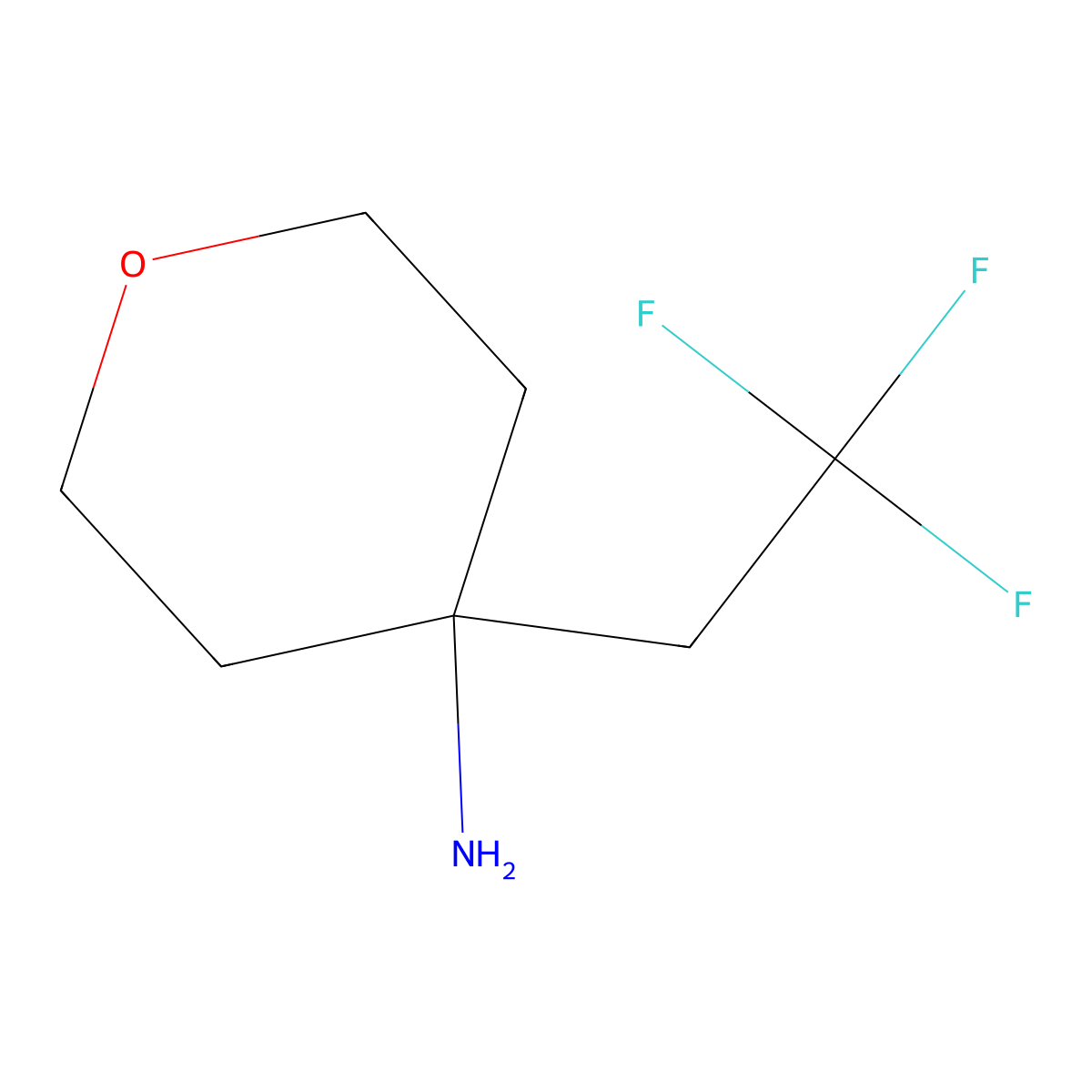4-(2,2,2-Trifluoroethyl)oxan-4-amine molecular structure, CAS 1779955-99-5
