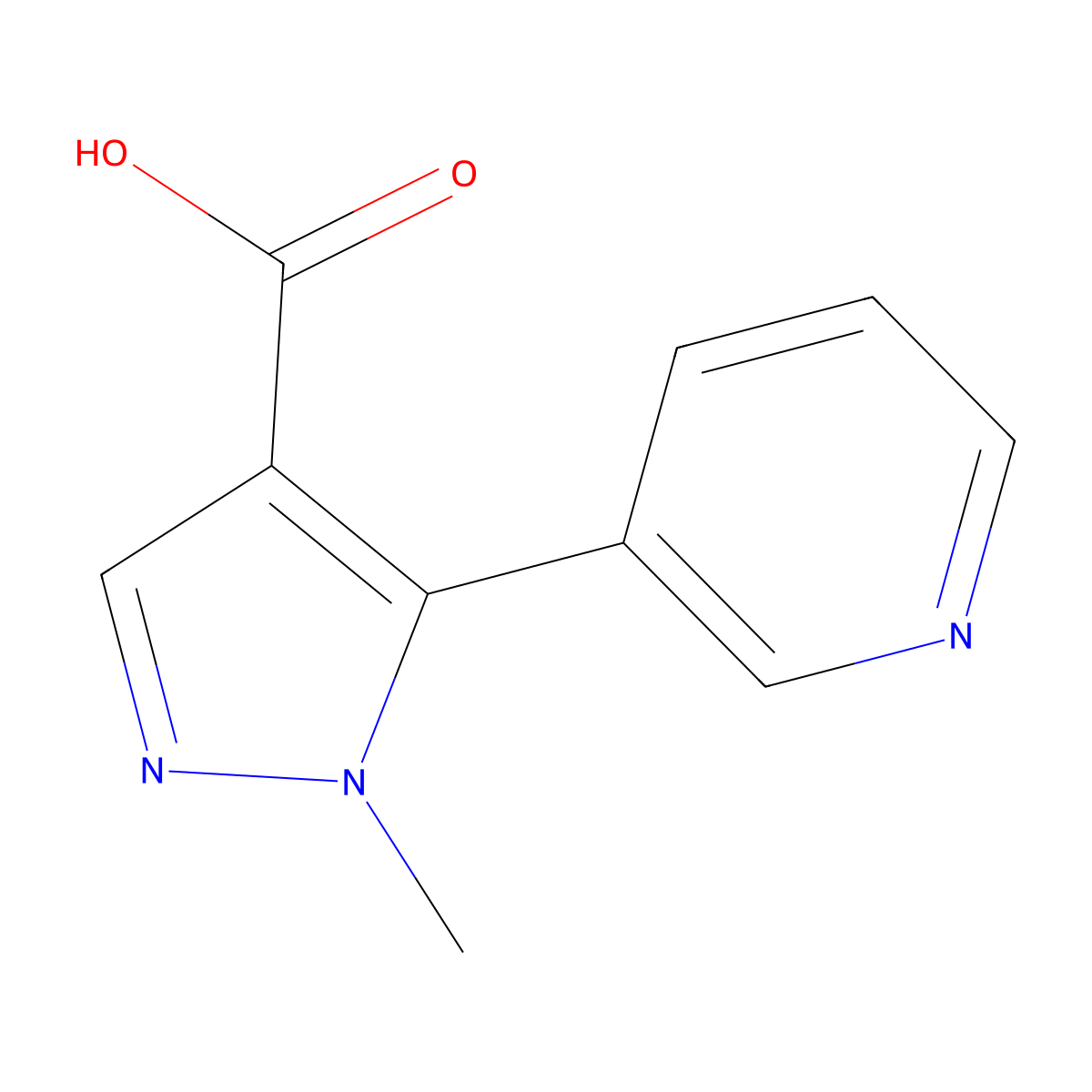 1-methyl-5-(pyridin-3-yl)-1H-pyrazole-4-carboxylic acid molecular structure, CAS 1779965-46-6