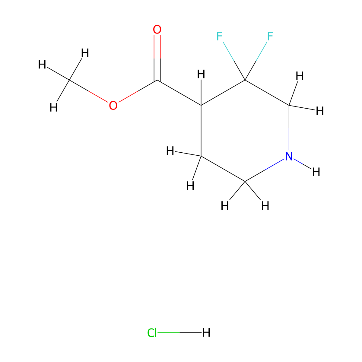 Methyl 3,3-difluoropiperidine-4-carboxylate hydrochloride molecular structure, CAS 1779974-06-9