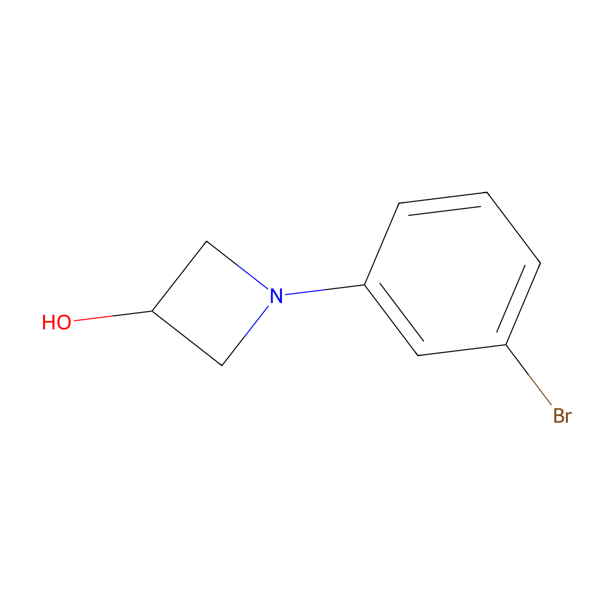 1-(3-Bromophenyl)azetidin-3-ol molecular structure, CAS 1779983-71-9