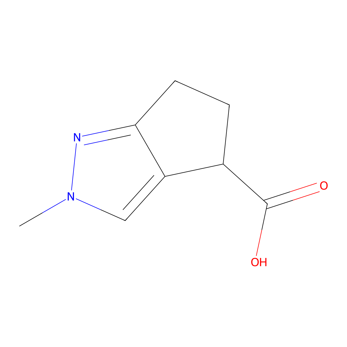 2-Methyl-2,4,5,6-tetrahydrocyclopenta[c]pyrazole-4-carboxylic acid molecular structure, CAS 1780004-14-9