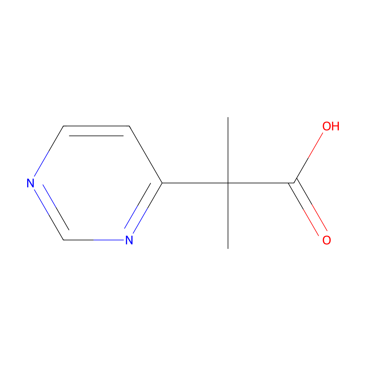 2-Methyl-2-(pyrimidin-4-yl)propanoic acid molecular structure, CAS 1780004-23-0
