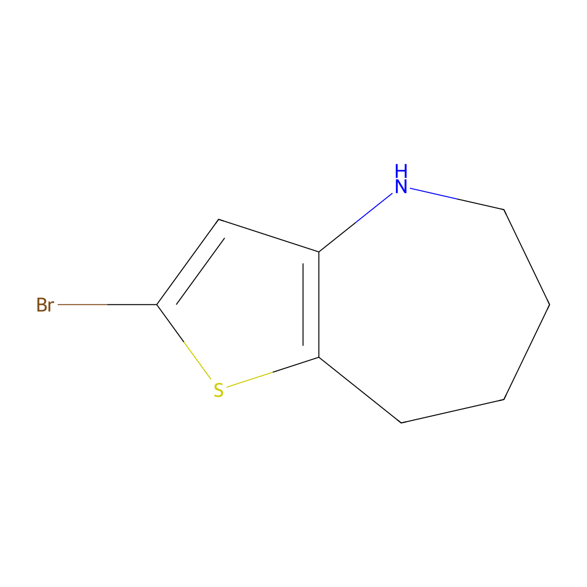 2-bromo-4H,5H,6H,7H,8H-thieno[3,2-b]azepine molecular structure, CAS 1780006-17-8