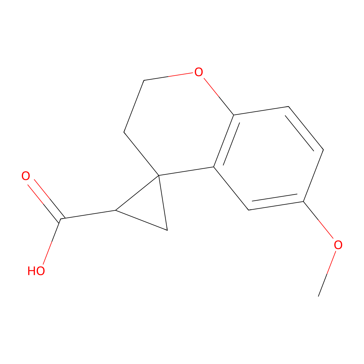 6-Methoxy-2,3-dihydrospiro[1-benzopyran-4,1'-cyclopropane]-2'-carboxylic acid molecular structure, CAS 1780014-73-4