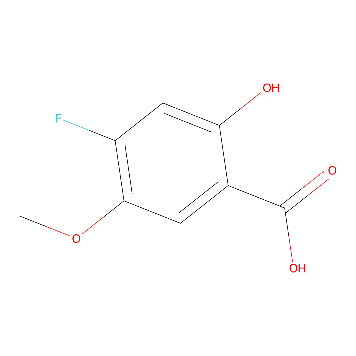 4-Fluoro-2-hydroxy-5-methoxybenzoicacid molecular structure, CAS 1780016-19-4
