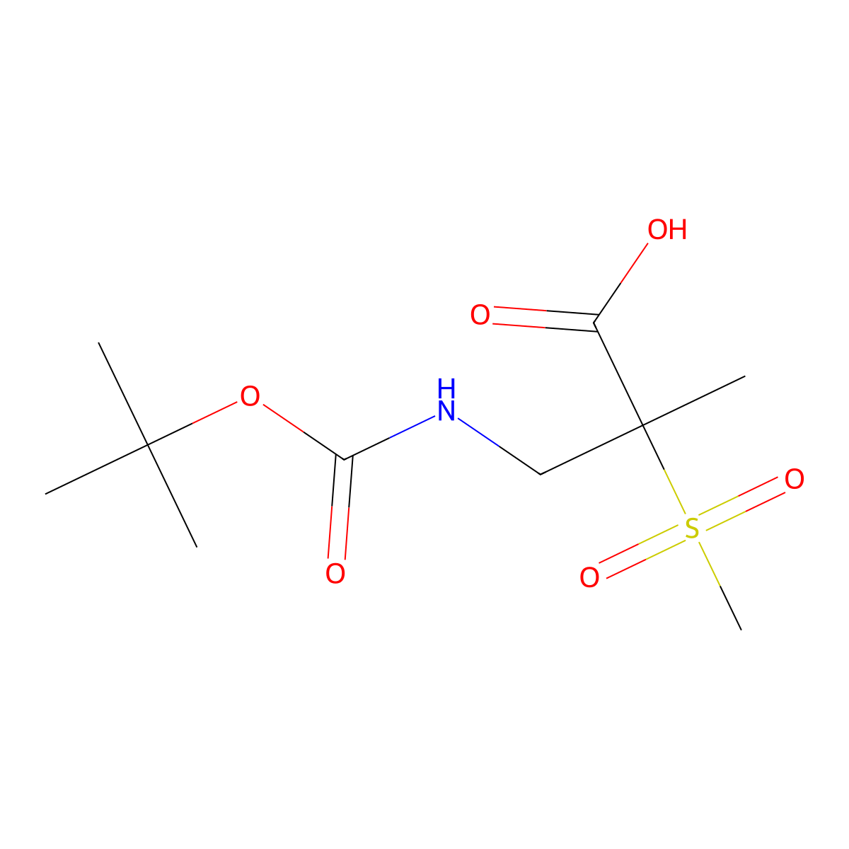 3-{[(Tert-butoxy)carbonyl]amino}-2-methanesulfonyl-2-methylpropanoic acid molecular structure, CAS 1780019-88-6
