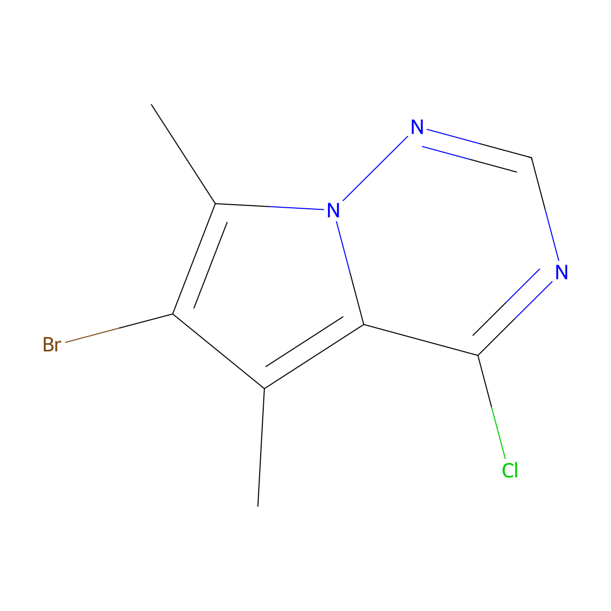 6-Bromo-4-chloro-5,7-dimethylpyrrolo[2,1-f][1,2,4]triazine molecular structure, CAS 1780024-55-6