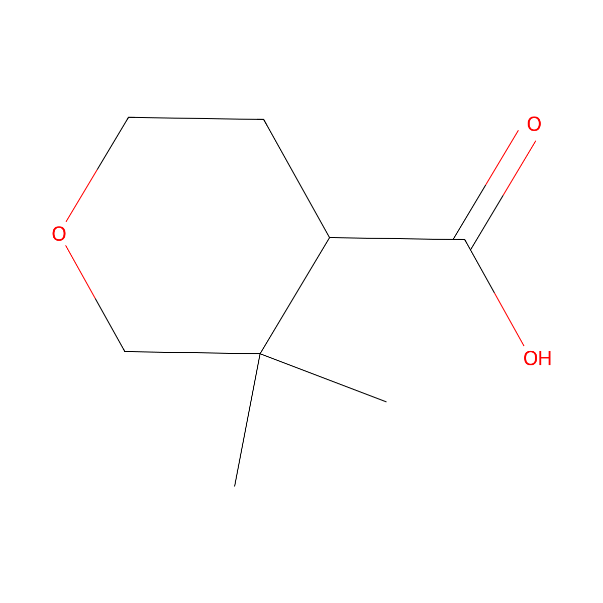 3,3-Dimethyloxane-4-carboxylic acid molecular structure, CAS 1780025-53-7