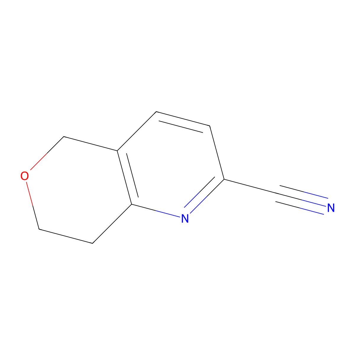 5H,7H,8H-pyrano[4,3-b]pyridine-2-carbonitrile molecular structure, CAS 1780025-95-7