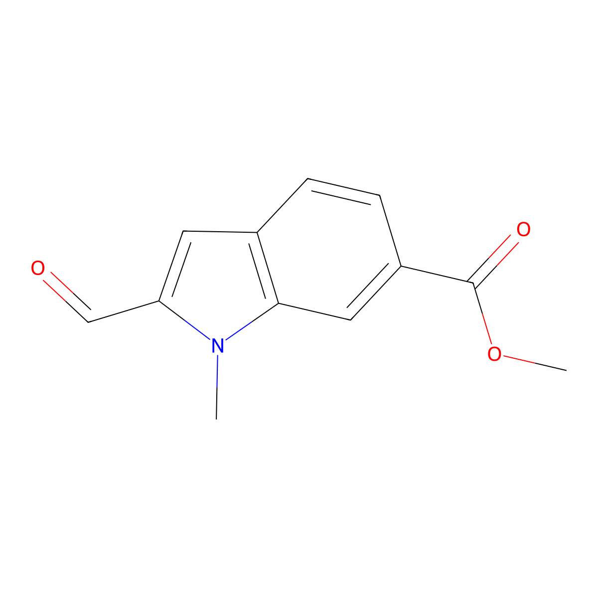 Methyl 2-formyl-1-methyl-1H-indole-6-carboxylate molecular structure, CAS 1780038-55-2