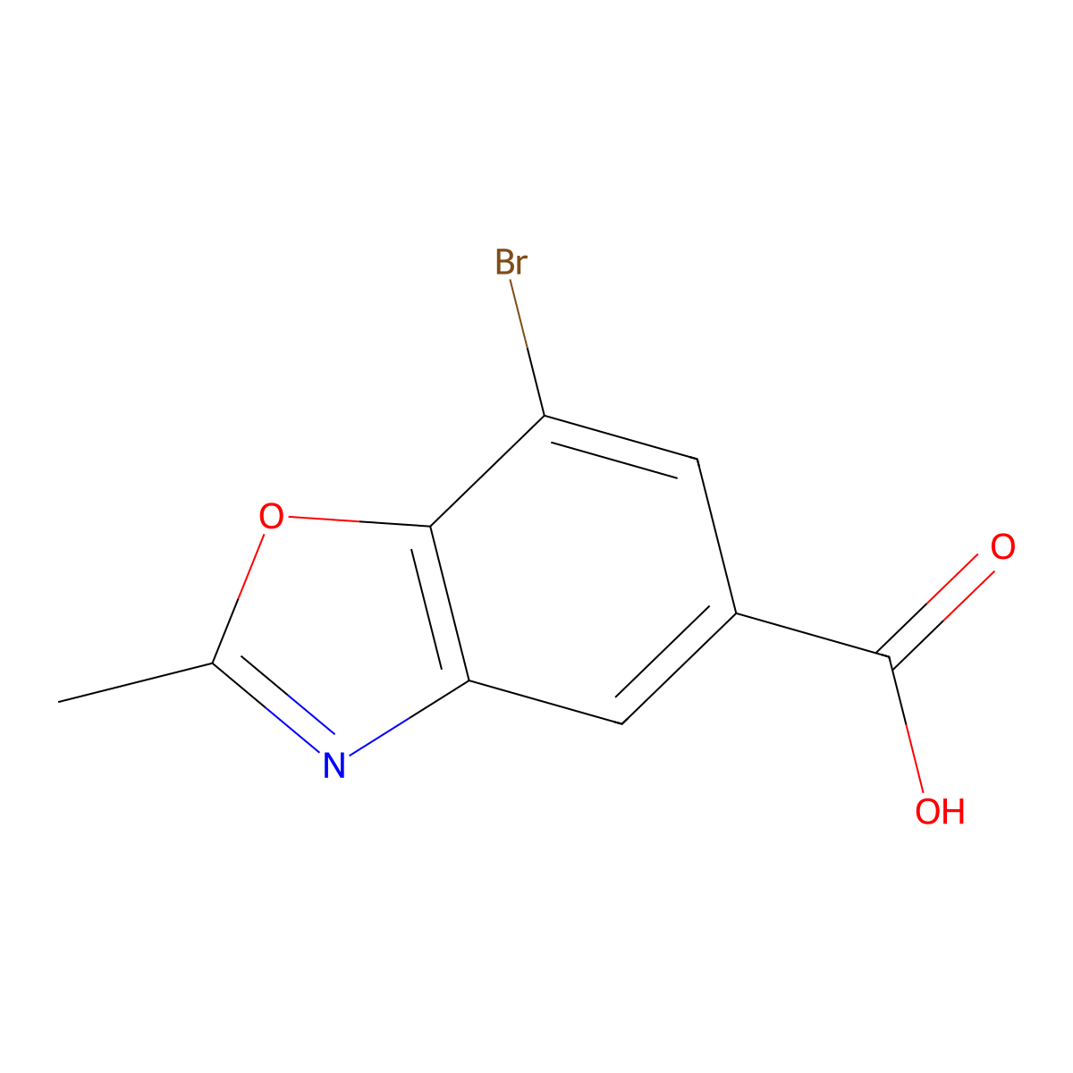 7-Bromo-2-methyl-1,3-benzoxazole-5-carboxylic acid molecular structure, CAS 1780041-87-3