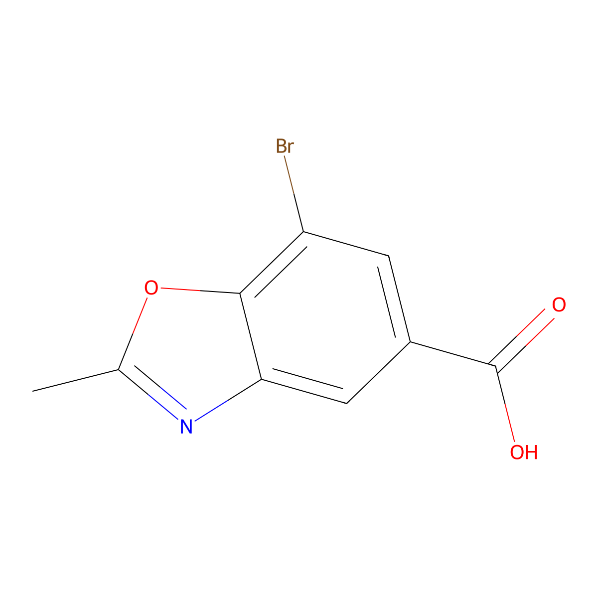 7-Bromo-2-methyl-1,3-benzoxazole-5-carboxylic acid molecular structure, CAS 1780041-87-3