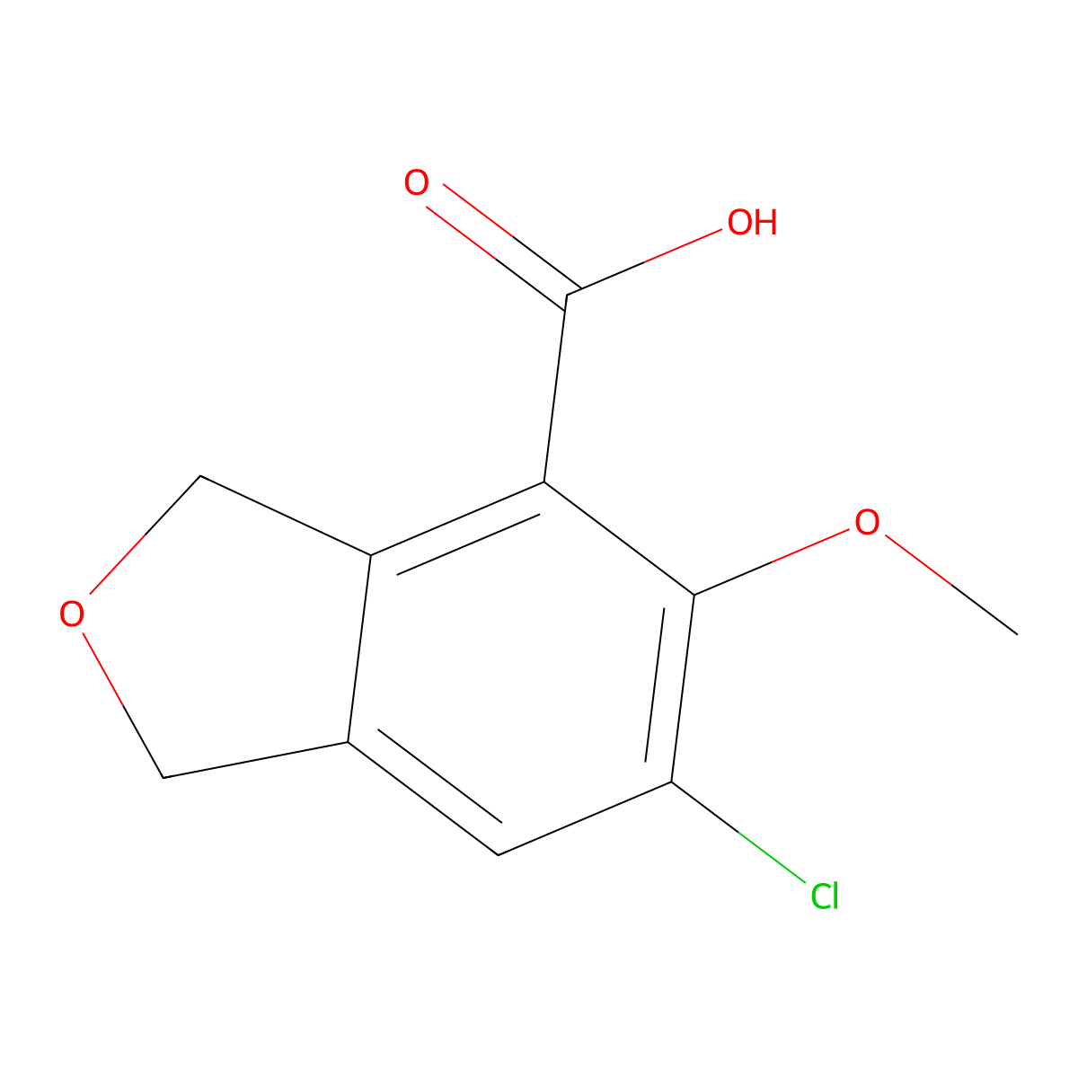 6-Chloro-5-methoxy-1,3-dihydro-2-benzofuran-4-carboxylic acid molecular structure, CAS 1780048-00-1