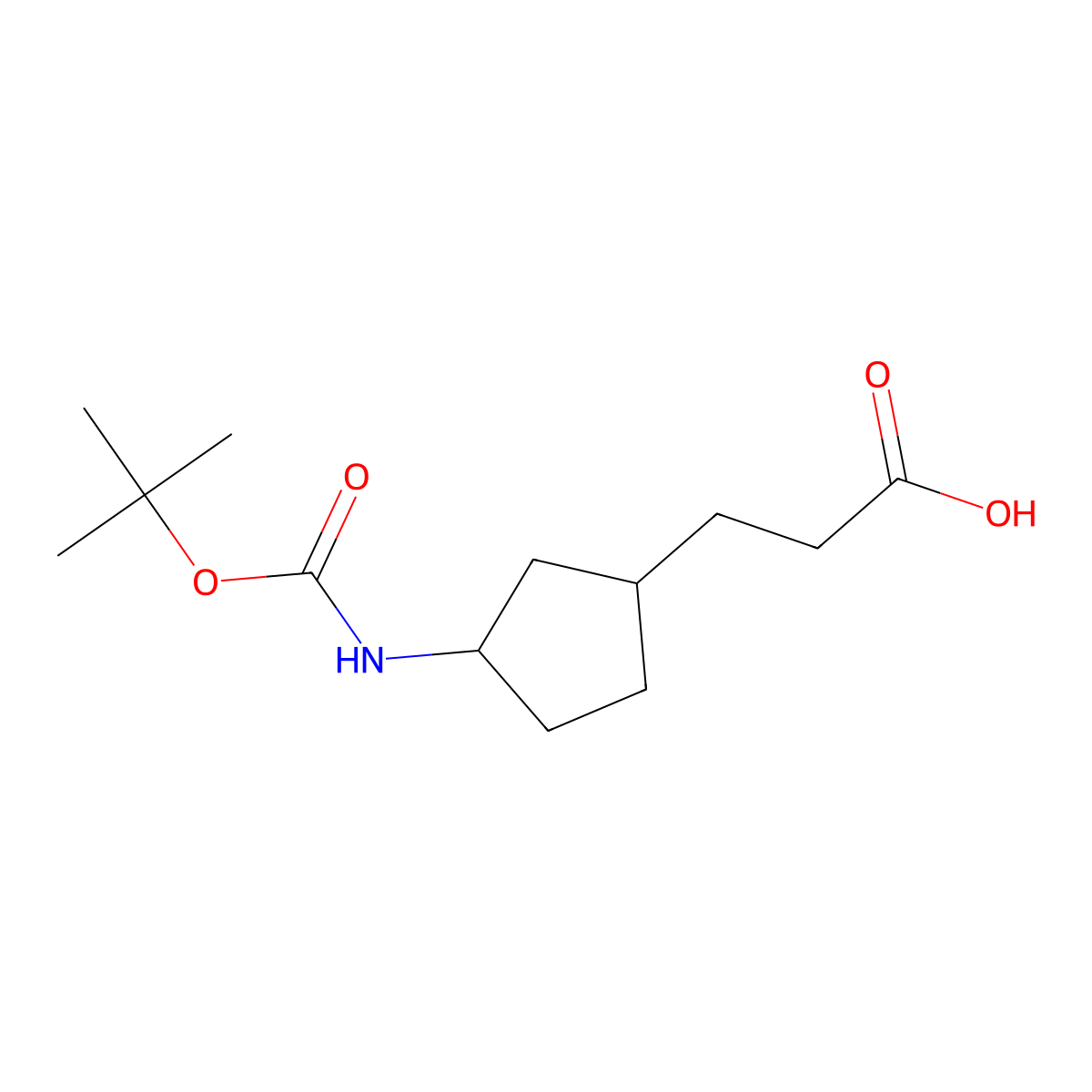 3-(3-{[(Tert-butoxy)carbonyl]amino}cyclopentyl)propanoic acid molecular structure, CAS 1780073-27-9