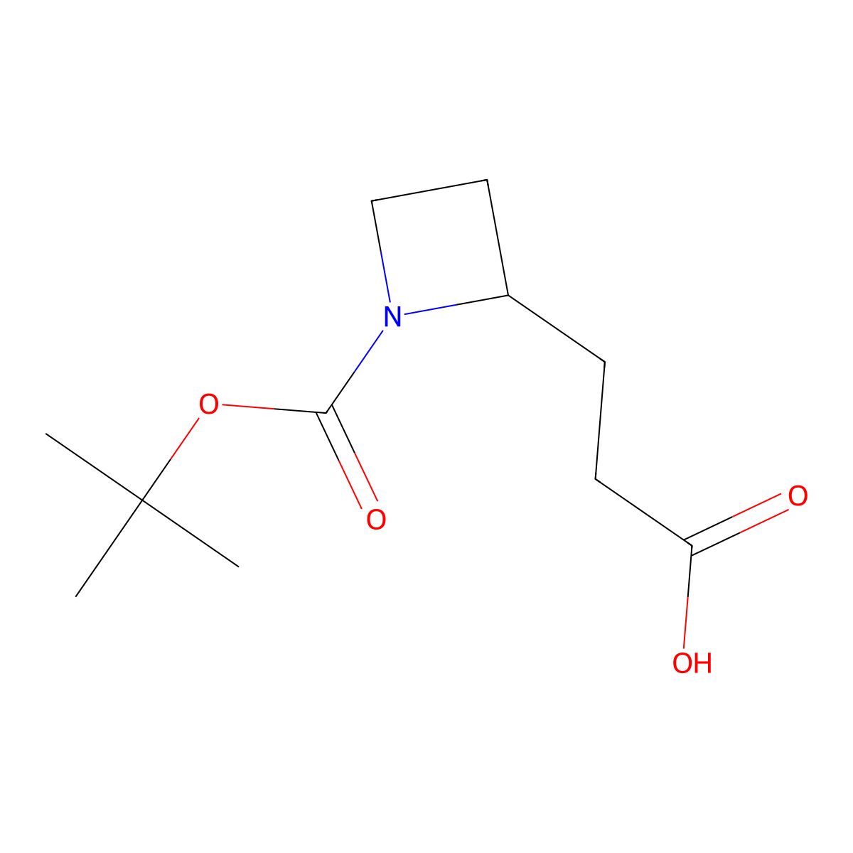 3-(1-(tert-Butoxycarbonyl)azetidin-2-yl)propanoic acid molecular structure, CAS 1780082-64-5