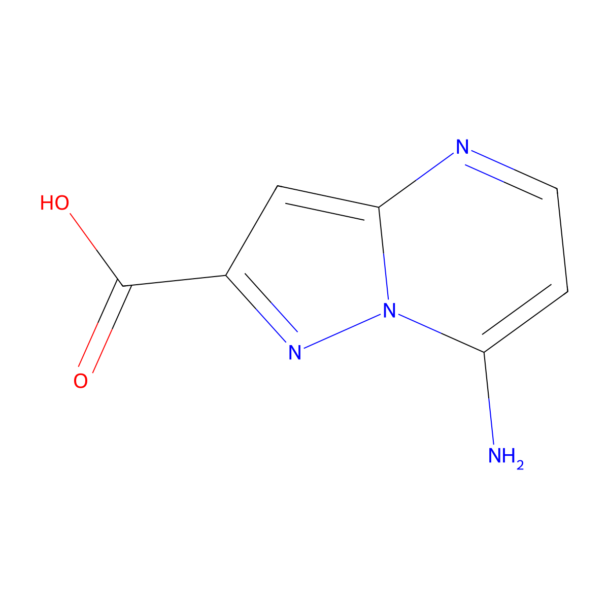 7-Aminopyrazolo[1,5-a]pyrimidine-2-carboxylic acid molecular structure, CAS 1780085-32-6