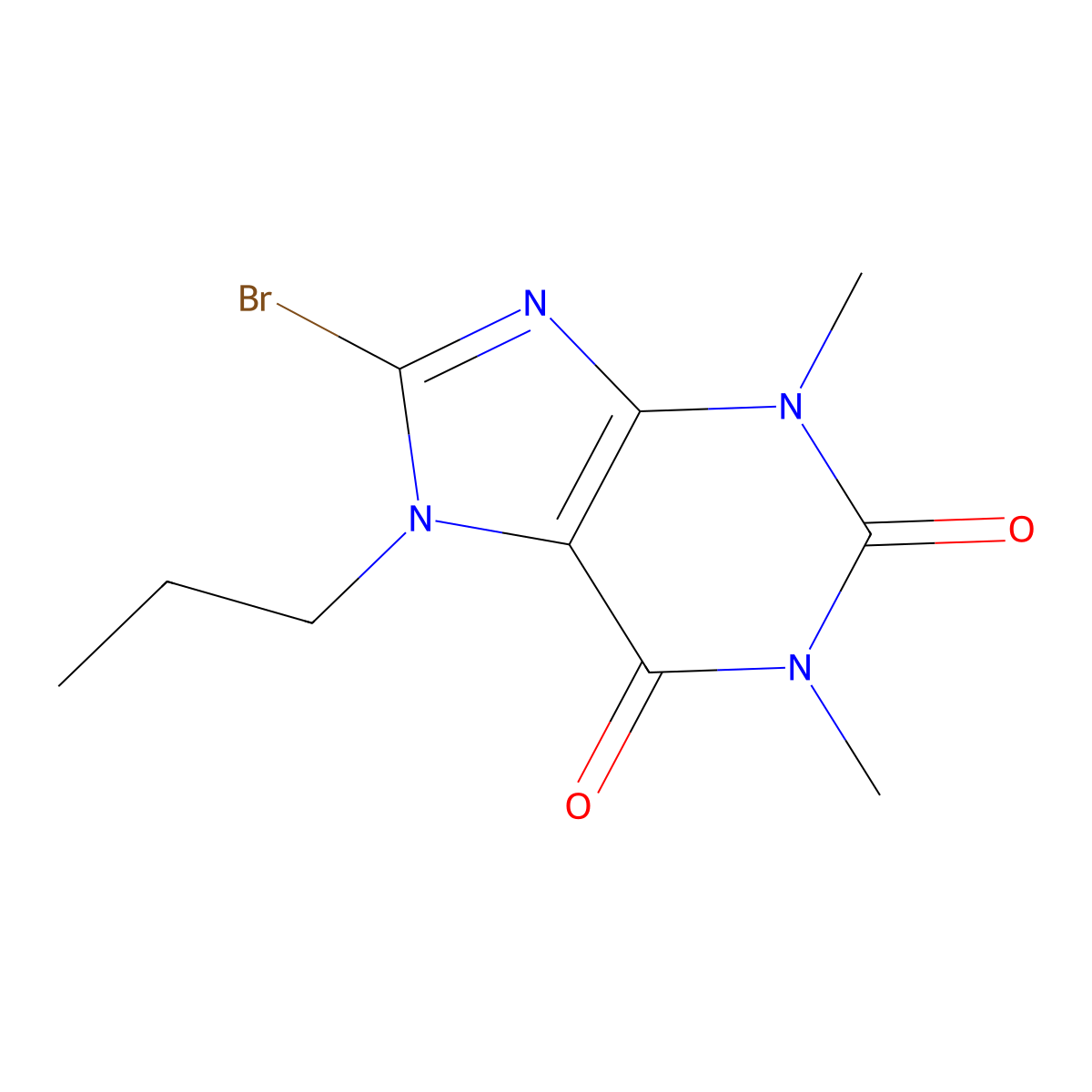8-bromo-1,3-dimethyl-7-propyl-1H-purine-2,6(3H,7H)-dione molecular structure, CAS 17801-73-9