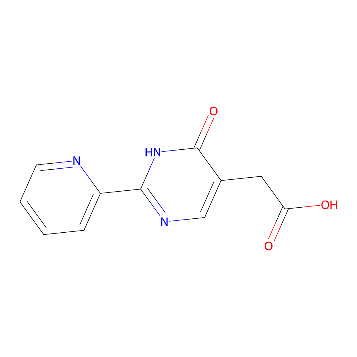 [4-oxo-2-(pyridin-2-yl)-3H-pyrimidin-5-yl]acetic acid molecular structure, CAS 1780103-45-8