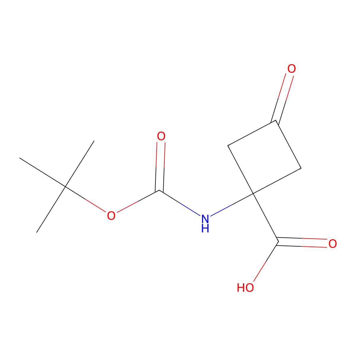1-{[(tert-Butoxy)carbonyl]amino}-3-oxocyclobutane-1-carboxylic acid molecular structure, CAS 1780105-40-9
